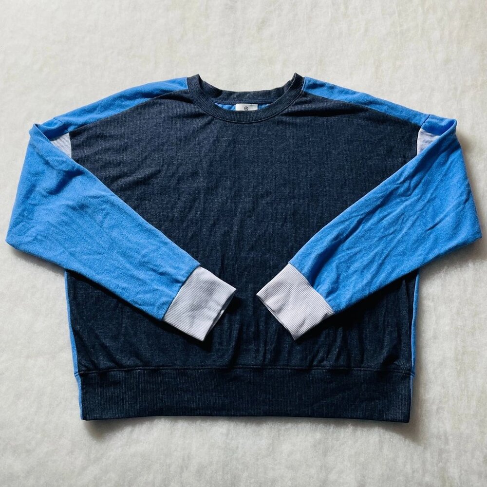 Sundry Womens Blue Raglan Sleeve Colorblock Pullover Sweatshirt Size 3, US L/12